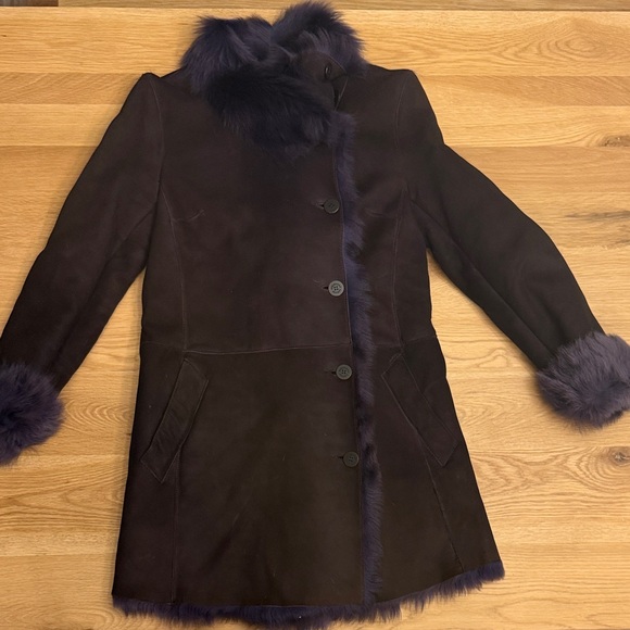 Burberry Jackets & Blazers - Burberry Plum and Purple Shearling Sheepskin Coat